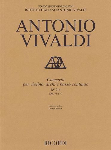 Concerto for Violin, Strings and Basso Continuo - Rv216, Op. 6 No. 4: Score