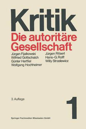 Cover image for Die Autoritare Gesellschaft