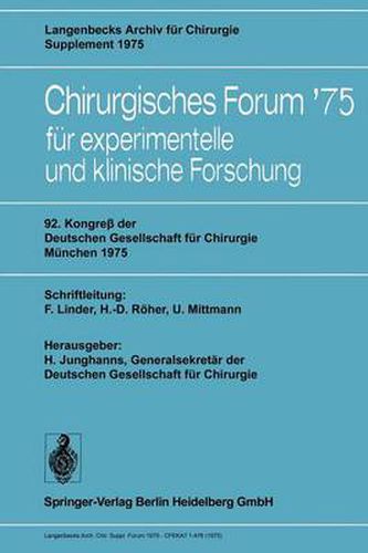 Cover image for 92. Kongress der Deutschen Gesellschaft fur Chirurgie, Munchen, 7.-10. Mai 1975