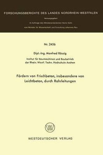 Cover image for Foerdern Von Frischbeton, Insbesondere Von Leichtbeton, Durch Rohrleitungen
