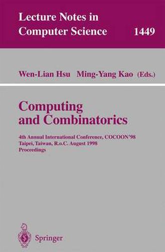 Cover image for Computing and Combinatorics: 4th Annual International Conference, COCOON'98, Taipei, Taiwan, R.o.C., August 12-14, 1998