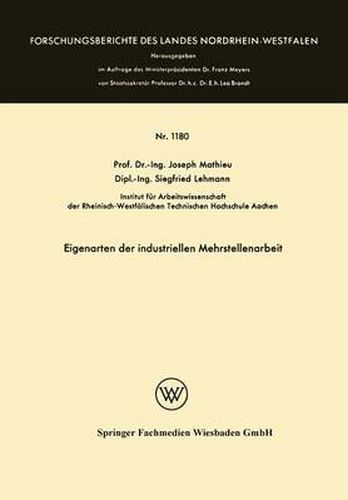 Cover image for Eigenarten Der Industriellen Mehrstellenarbeit