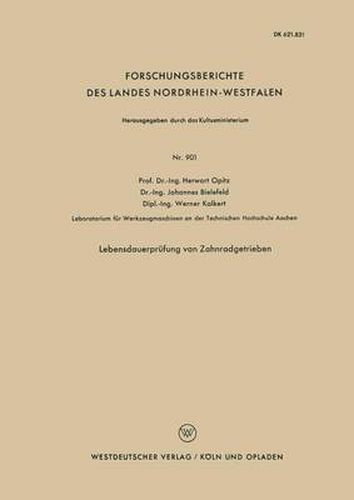 Cover image for Lebensdauerprufung Von Zahnradgetrieben