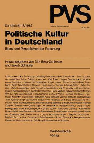 Cover image for Politische Kultur in Deutschland: Bilanz Und Perspektiven Der Forschung