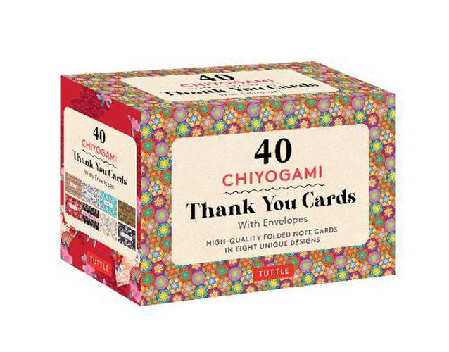 Cover image for Chiyogami Designs, 40 Thank You Cards with Envelopes: (4 1/2 x 3 inch blank cards in 8 unique designs)