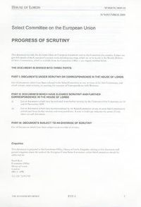 Cover image for Progress of scrutiny, 30 November 2009