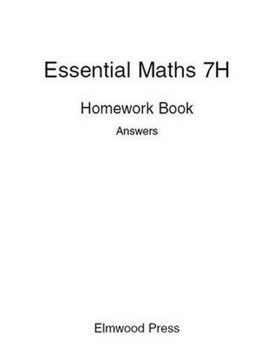 Cover image for Essential Maths 7H Homework Book Answers