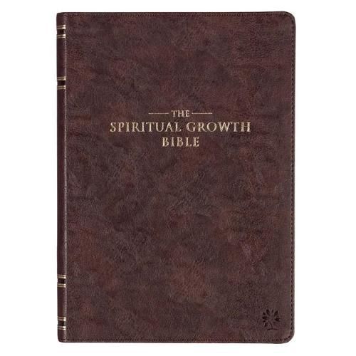 Cover image for The Spiritual Growth Bible, Study Bible, NLT - New Living Translation Holy Bible, Faux Leather, Walnut Brown