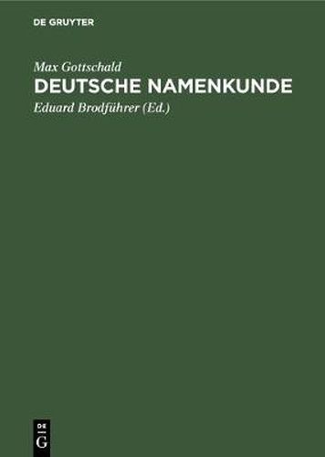 Cover image for Deutsche Namenkunde