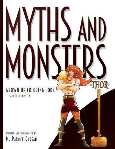 Cover image for Myths and Monsters Grown-up Coloring Book, Volume 3