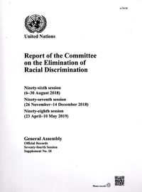 Cover image for Report of the Committee on the Elimination of Racial Discrimination