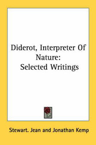 Cover image for Diderot, Interpreter of Nature: Selected Writings