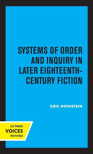 Cover image for Systems of Order and Inquiry in Later Eighteenth-Century Fiction