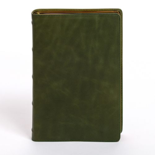 Cover image for KJV Giant Print Bible, Holman Handcrafted Collection, Marbled Olive Premium Calfskin