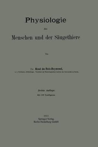 Cover image for Physiologie Des Menschen Und Der Saugethiere