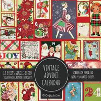 Cover image for Vintage Advent Calendar Scrapbook Paper Pad: Christmas Background 8x8 Decorative Paper Design Scrapbooking Kit for Cardmaking, DIY Crafts, Creative Projects