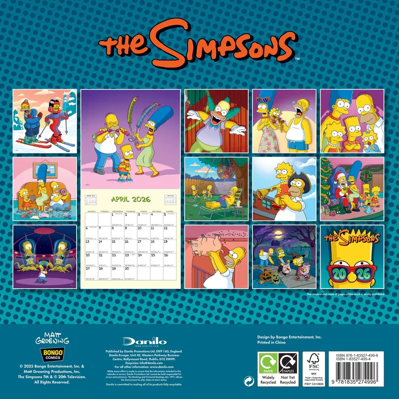THE SIMPSONS 2026 SQUARE CALENDAR