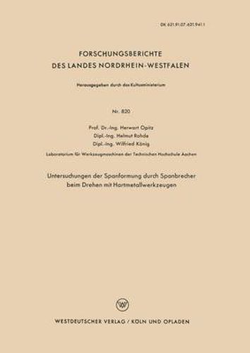 Cover image for Untersuchungen Der Spanformung Durch Spanbrecher Beim Drehen Mit Hartmetallwerkzeugen