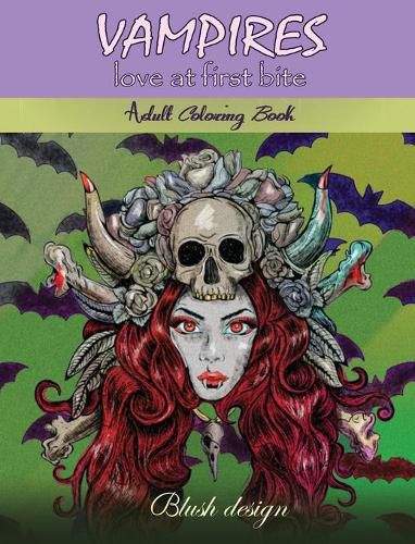 Cover image for Vampires, Love at First Bite: Adult coloring book