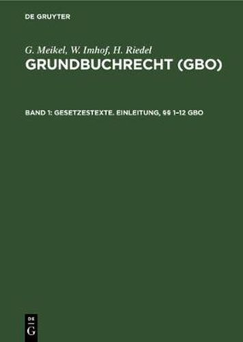 Cover image for Gesetzestexte. Einleitung,  1-12 Gbo