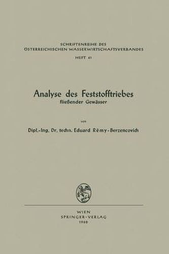 Cover image for Analyse Des Feststofftriebes Fliessender Gewasser