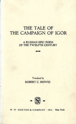 Cover image for Howes Tale of the Campaign of Igor (PA