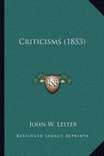 Cover image for Criticisms (1853)