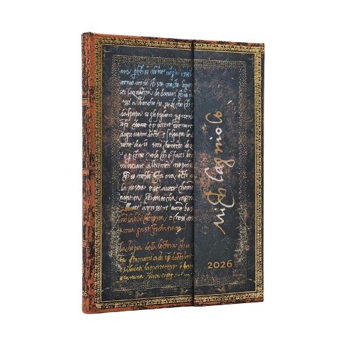 Cover image for 2026 Michelangelo, Handwriting (Embellished Manuscripts Collection) Midi 12-month Verso Hardcover Flexi Dayplanner 2026 (Wrap Closure)