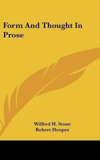 Cover image for Form and Thought in Prose