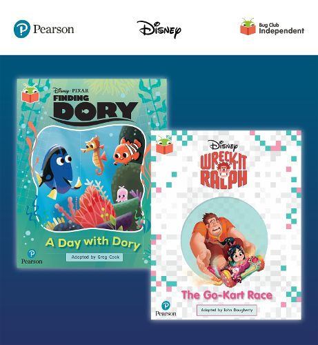 Pearson Bug Club Disney Year 2 Pack B, including Orange and Purple band readers; Finding Dory: A Day with Dory, Wreck-It Ralph: The Go-Kart Race