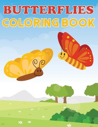 Cover image for Butterflies Coloring Book: Butterflies, Beautiful & Fun Color Pages For Kids, Butterfly, Girls Birthday Gift, Journal