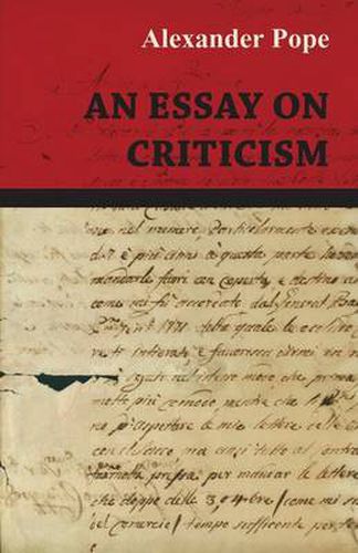 Cover image for An Essay on Criticism