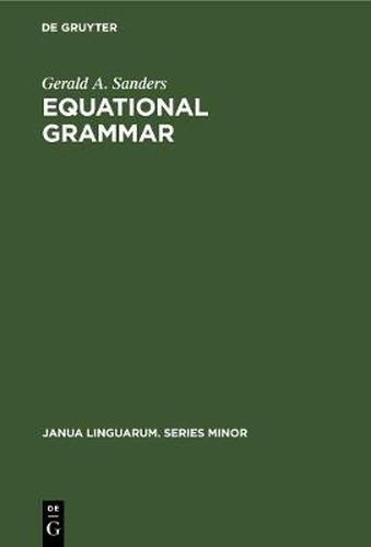 Cover image for Equational grammar