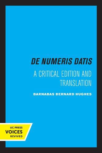 Cover image for Jordanus de Nemore, de Numeris Datis: A Critical Edition and Translation