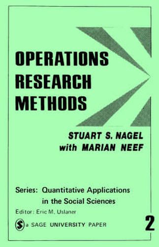 Cover image for Operations Research Methods: As Applied to Political Science and the Legal Process