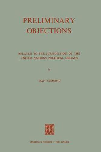 Cover image for Preliminary Objections: Related to the Jurisdiction of the United Nations Political Organs
