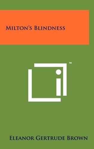 Cover image for Milton's Blindness