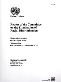 Cover image for Report of the Committee on the Elimination of Racial Discrimination