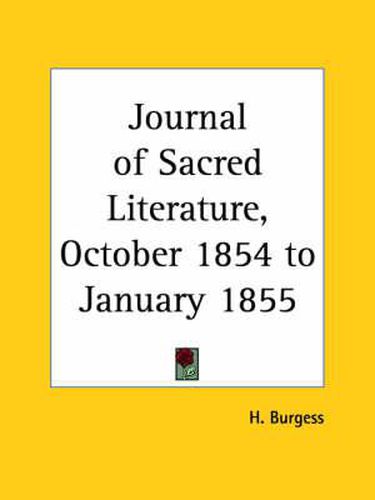 Cover image for Journal of Sacred Literature (October 1854-January 1855)