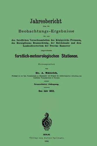 Cover image for Jahresbericht UEber Die Beobachtungs - Ergebnisse