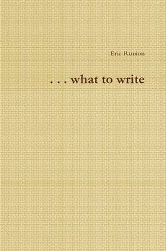 Cover image for ..What to Write