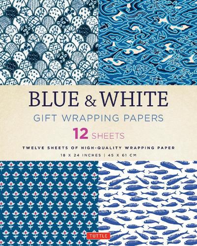 Cover image for Blue & White Gift Wrapping Papers - 12 Sheets: 18 x 24 inch (45 x 61 cm) Wrapping Paper