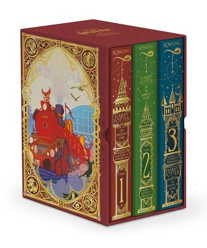 Cover image for Harry Potter Books 1-3 Boxed Set (Minalima Editions)