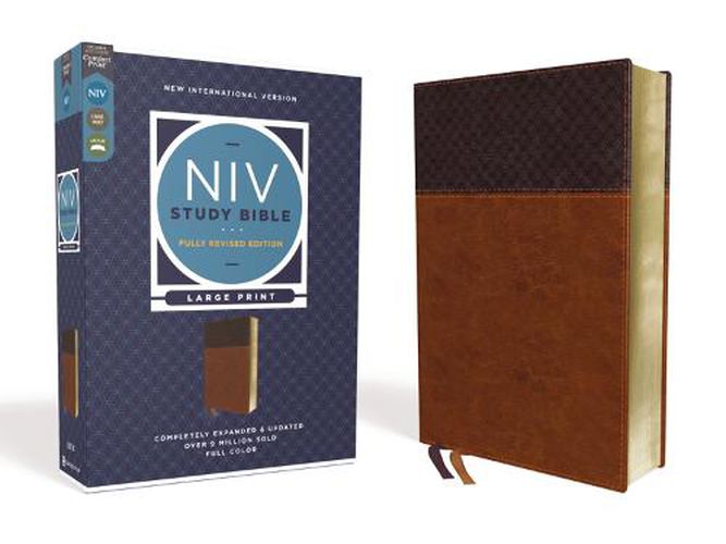 NIV Study Bible, Fully Revised Edition, Large Print, Leathersoft, Brown, Red Letter, Comfort Print