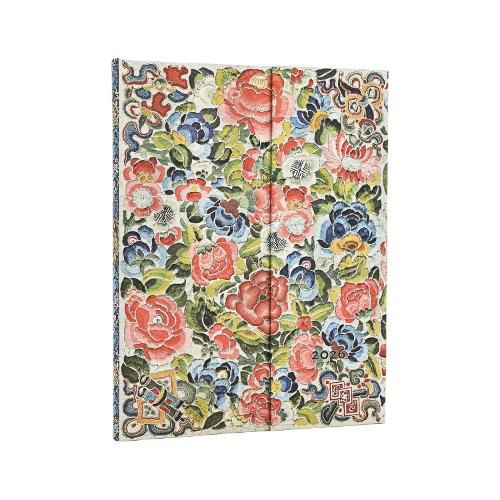 Cover image for 2026 Pear Garden (Peking Opera Embroidery) Ultra 12-month Vertical Hardcover Flexi Dayplanner 2026 (Wrap Closure)