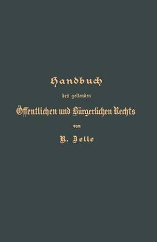 Cover image for Handbuch Des Geltenden OEffentlichen Und Burgerlichen Rechts