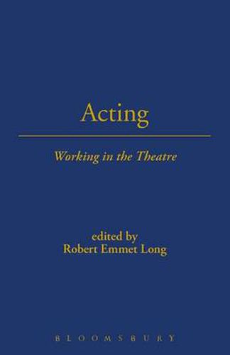 Cover image for Acting: Working in the Theatre