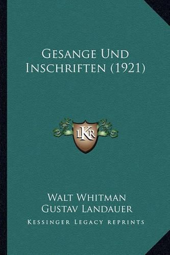 Gesange Und Inschriften (1921)