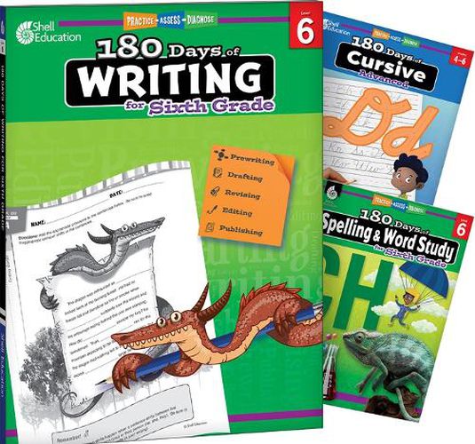 Cover image for 180 Days(tm) Writing, Spelling, & Cursive Grade 6: 3-Book Set