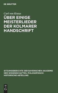 Cover image for UEber Einige Meisterlieder Der Kolmarer Handschrift